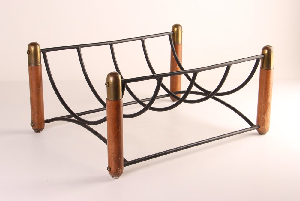 Arthur Umanoff Style Iron and Wood magazine rack (1 of 6)