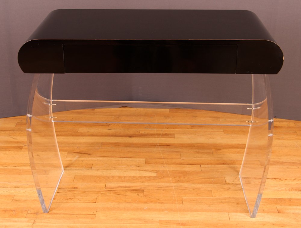 Lucite Leg Console Table with Black Laminate Top (1 of 10)