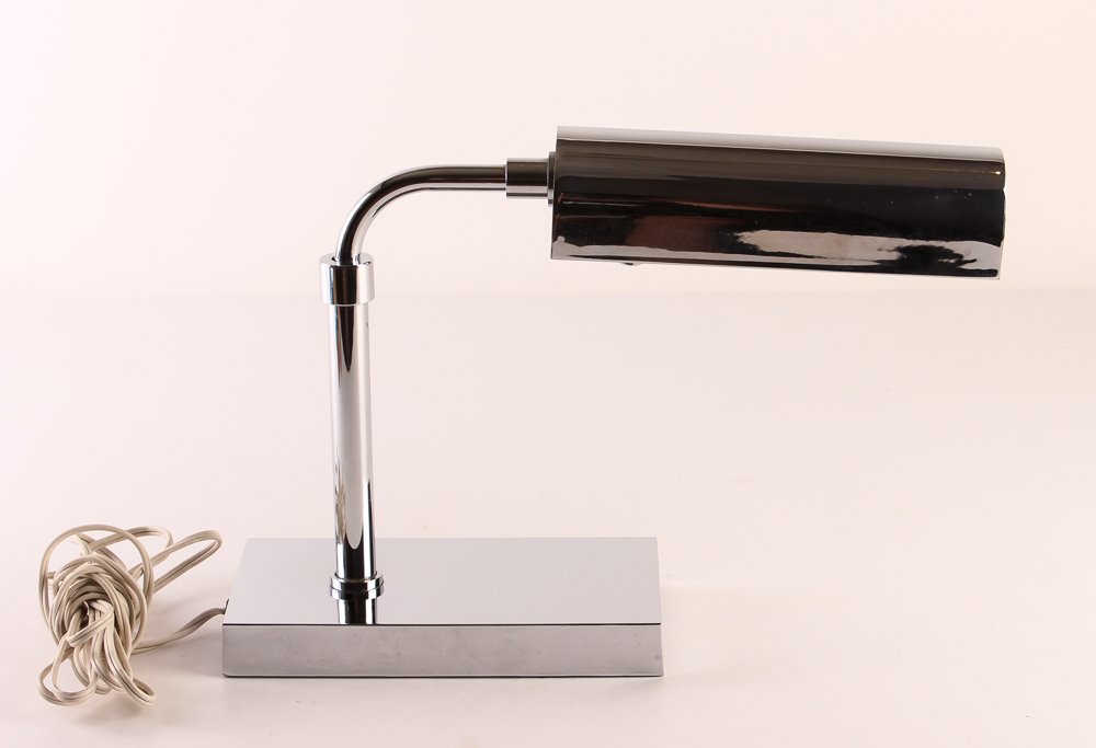 Raymor Italy chrome table lamp: Artist Raymor Title Chrome table lamp Medium chrome Dimensions 12 x 14 x4.5 inches Signature no markings