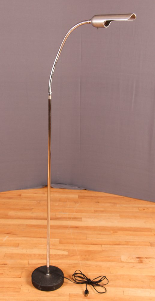 Robert Sonneman floor lamp: Artist Sonneman, Robert Title Floor Lamp Date Chrome and metal Dimensions 54 x 7 x 7 inches (and shorter) Signature marking on base "RAS 7", manufacturer label near socket