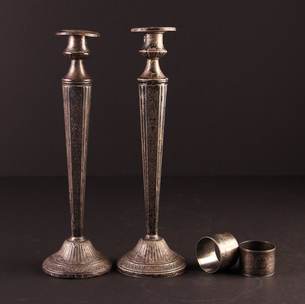 Two Candlestick and Two Napkin Ring Sterling (1 of 5)