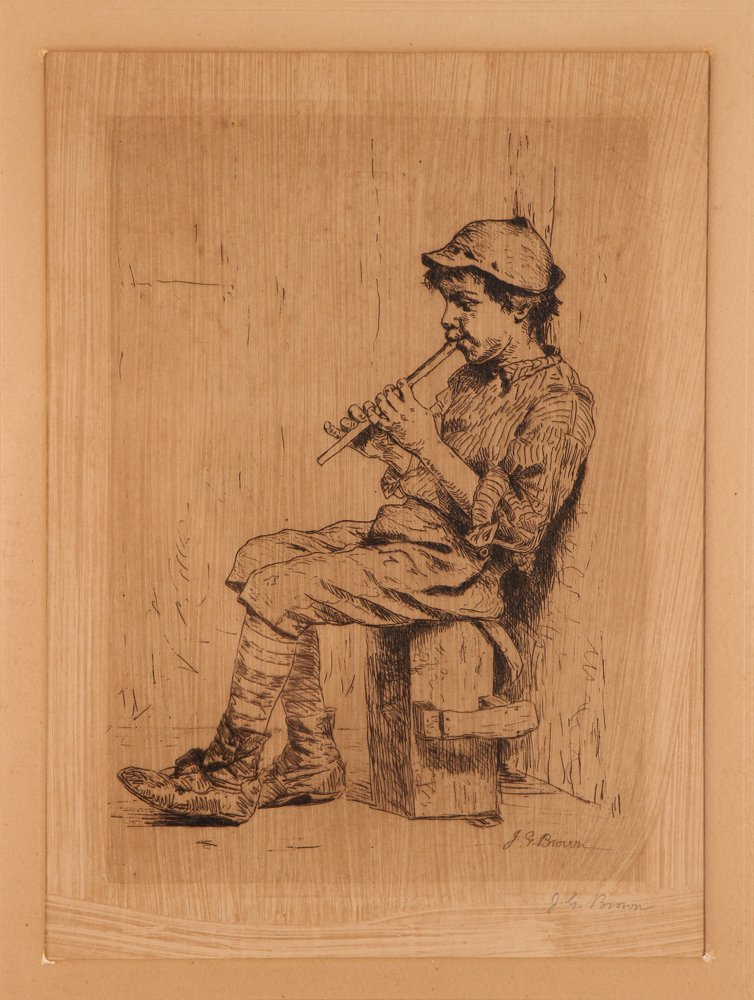 John G. Brown's Etching "Portrait of a Piping Boy" (1 of 6)