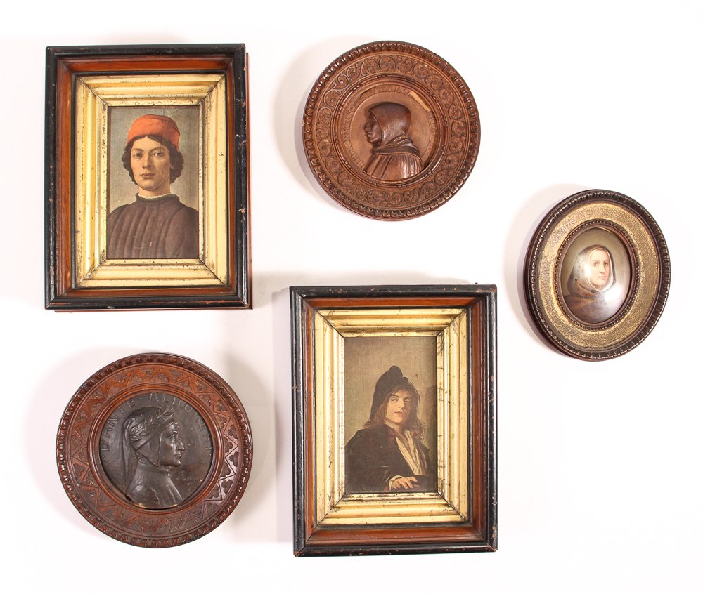 Old-Master Prints with Porcelain H.P. Miniature, Framed (1 of 5)