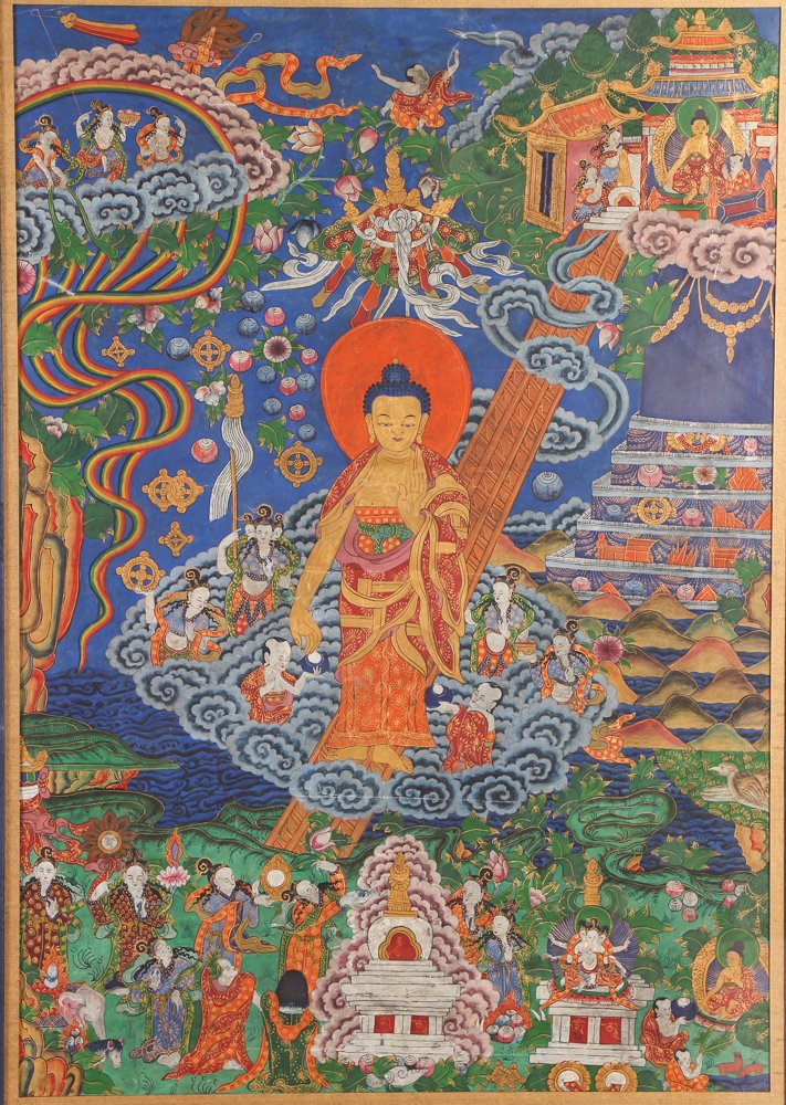Chinese-Tibetan Thangka with Buddha (1 of 7)