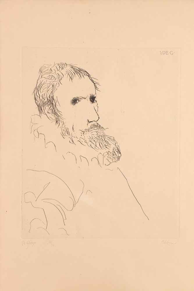 Leonard Baskin 1962 etching "J. de Gheyn" (1 of 5)