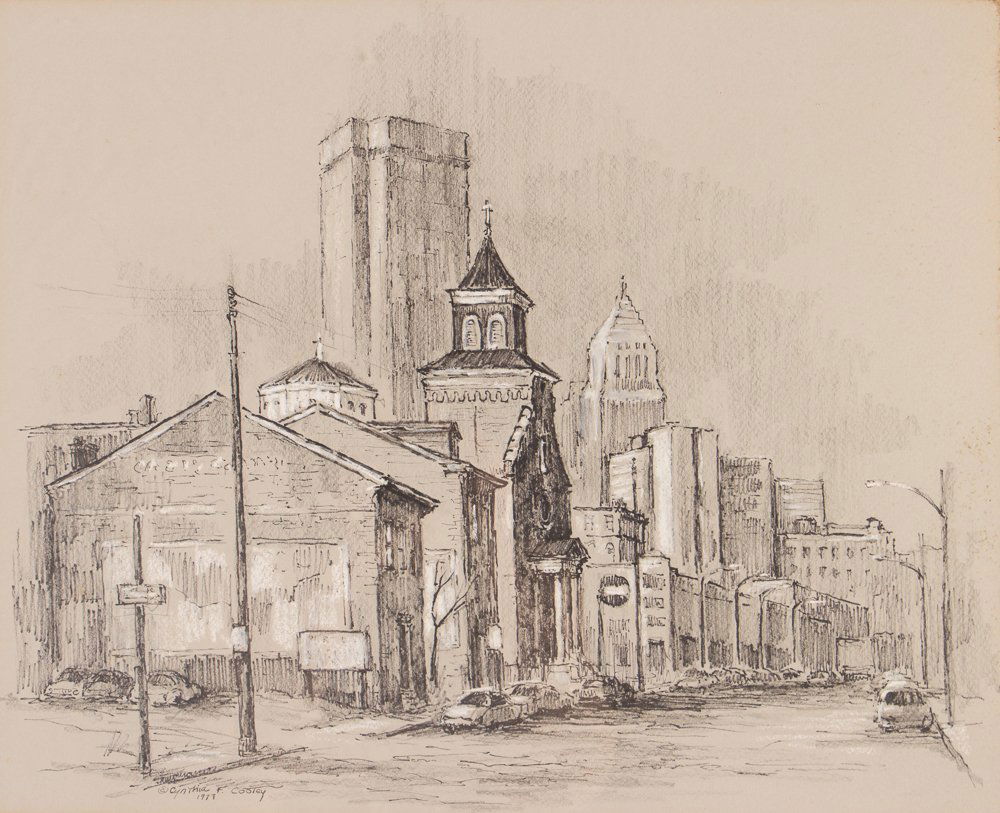 Cynthia Cooley mixed media drawing "View of Pittsburgh" (1 of 5)