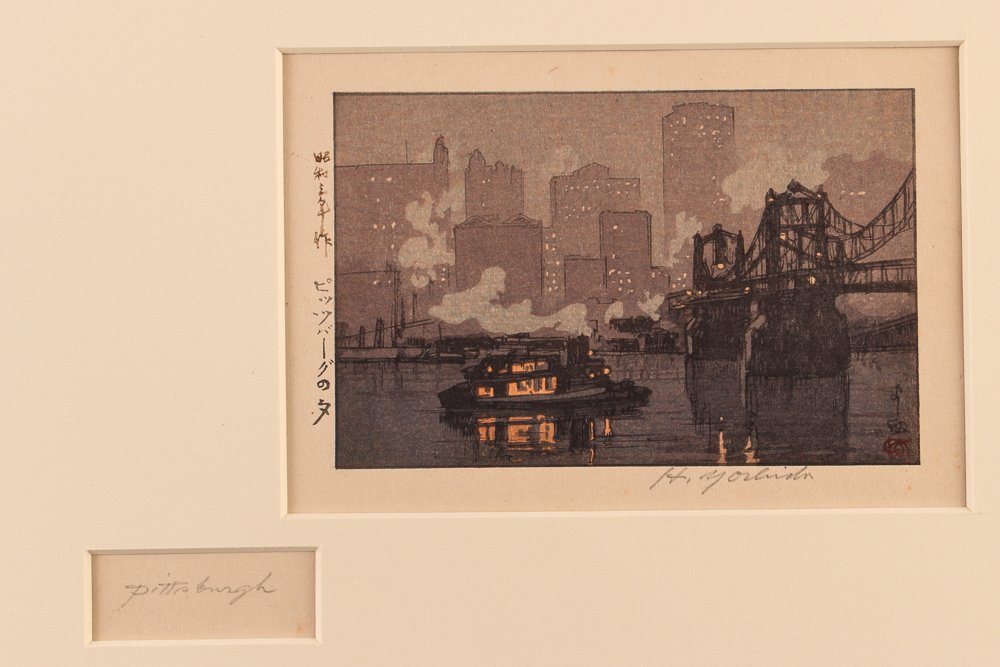Hiroshi Yoshida 1928 Woodblock "Pittsburgh" (1 of 7)