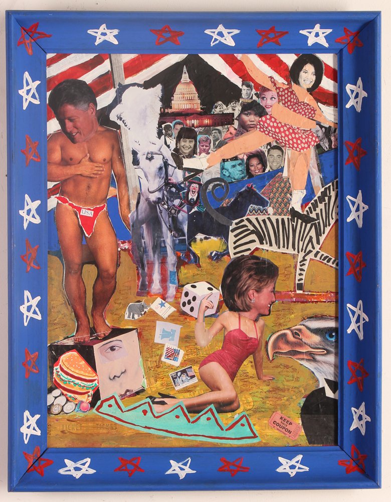 Mark Zets painted collage "Circus" Bill and Hillary (1 of 7)