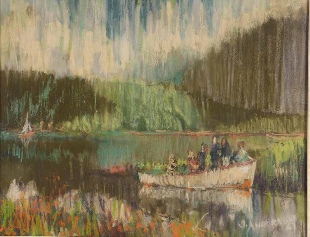 Stewart Anderson Pastel Drawing "Evening Cruise" (1 of 5)