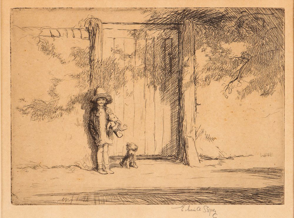 Eileen Soper etching "Garden Gate" (1 of 6)