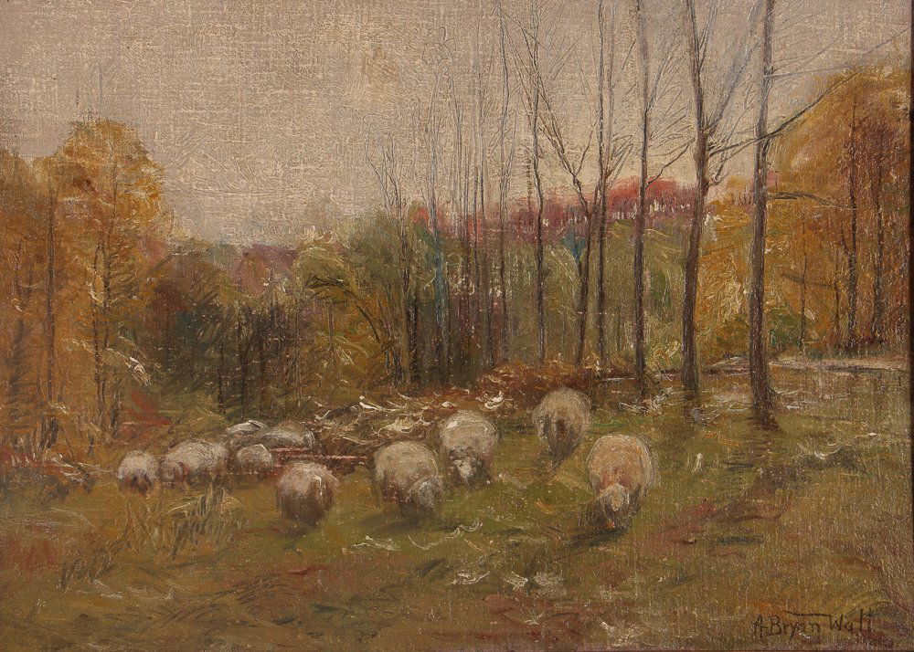 A. Bryan Wall ptg. "Sheep Grazing" (1 of 6)