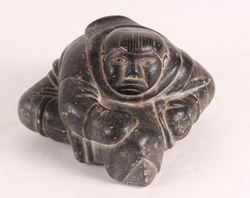 Inuit (Eskimo) carved Soapstone Seal Hunter (1 of 4)