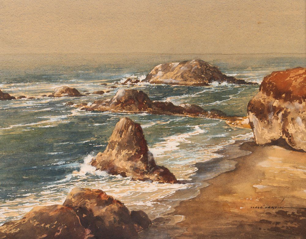 Lloyd Harting Watercolor Possibly Laguna Beach (1 of 6)
