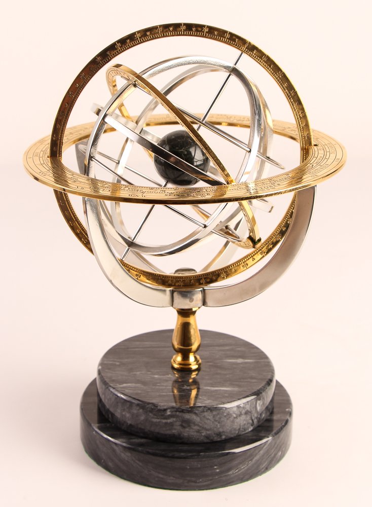 Brass and Marble Astrolabe: Title: Brass and Marble Astrolabe Medium: brass, marble Dimensions: 12 x 9.5 x 9.5 inches Provenance: The Estate of L. Van V. Dauler, Jr., Pittsburgh, PA