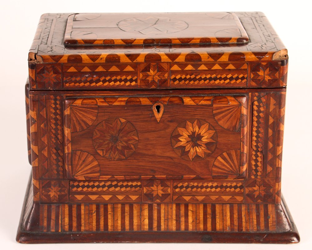 Fine Marquetry Star Pattern Folk Art Keepsake Box (1 of 6)