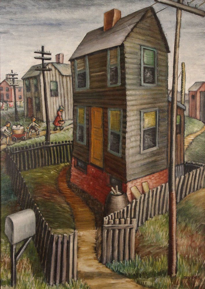 Dorothy Davids 1940's oil/masonite  "Urban Life" (1 of 10)