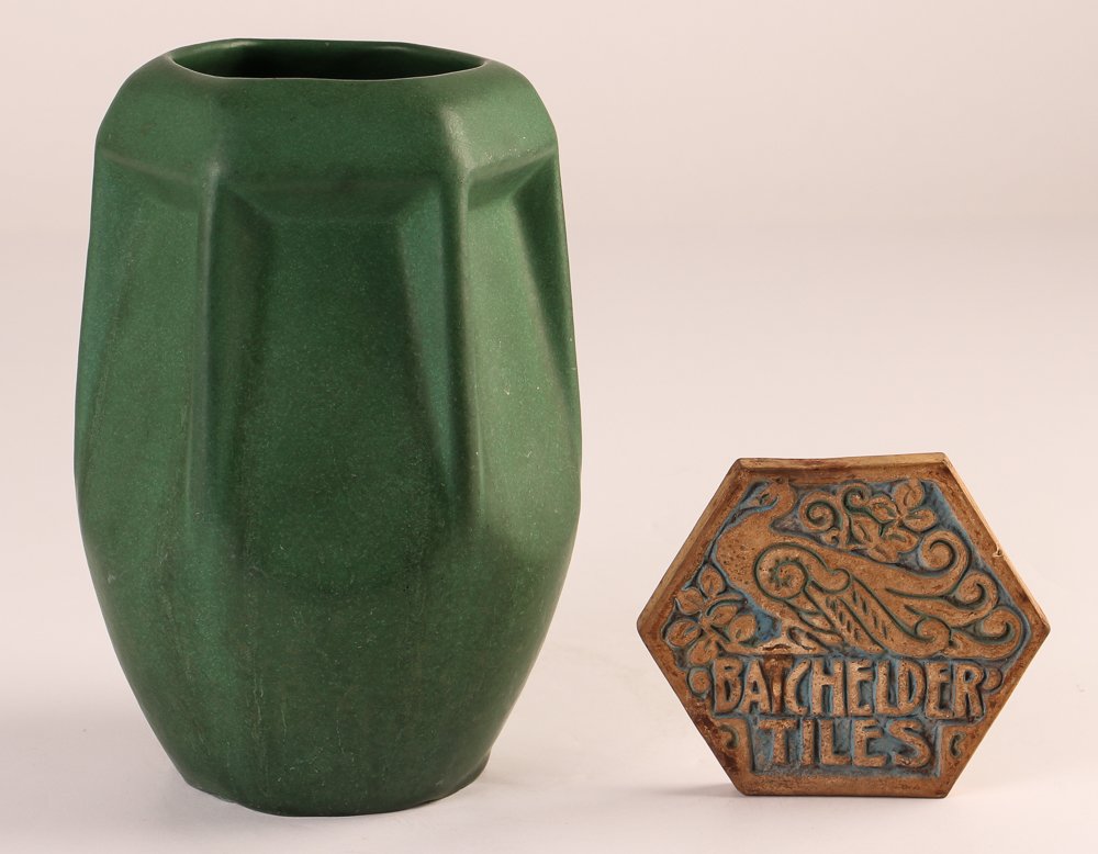 Weller Arts and Crafts Vase w/Batchelder Tile (1 of 6)
