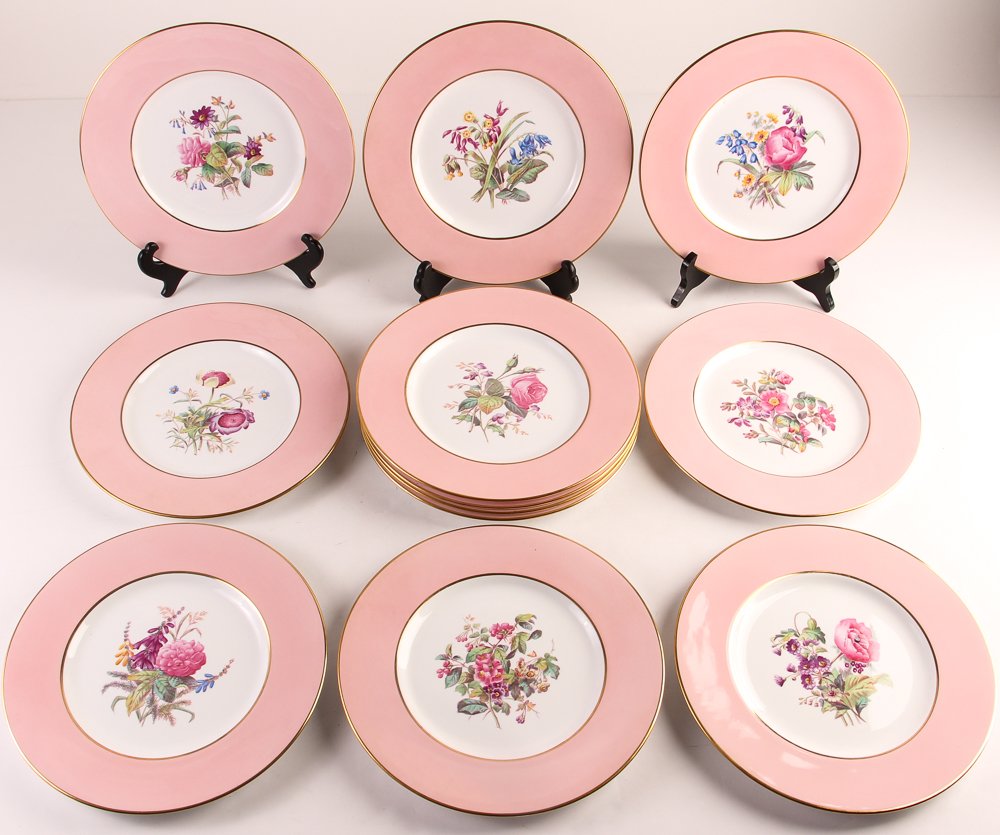Set of Twelve Floral Copeland Spode Plates #4625. (1 of 6)