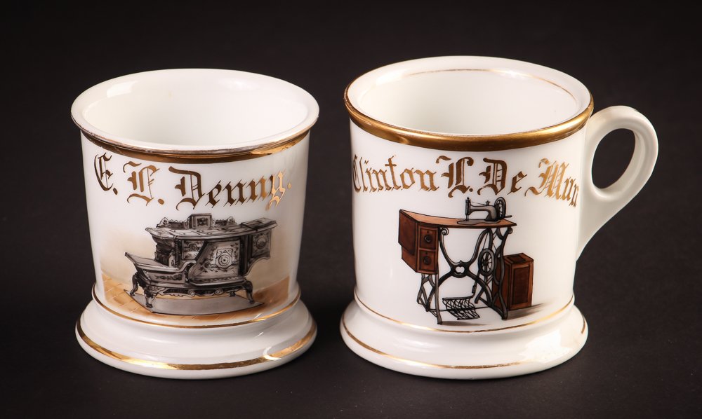 2 Occupational Shaving Mugs, Stove & Sewing Machine (1 of 7)