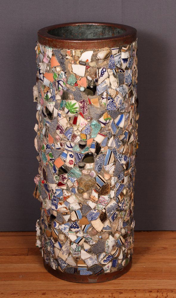 Vintage American Folk Art Memory Glass Pedestal (1 of 9)