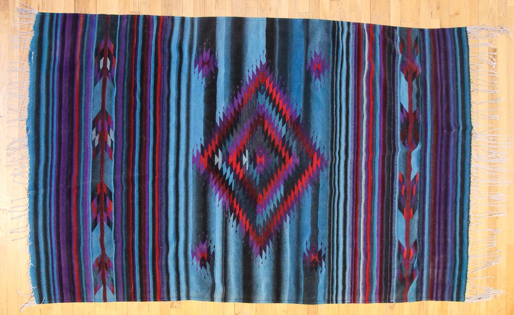Natural Dyed Mexican Rug in Zapotec Pattern (1 of 6)