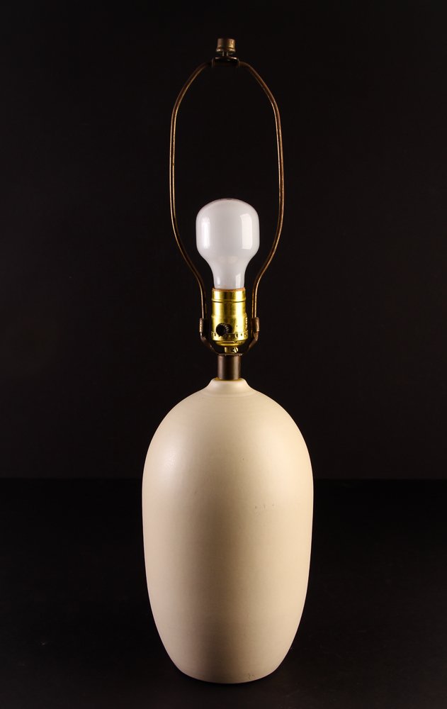 Eggshell Glaze Porcelain Lamp: Artist: possibly Scandinavian Title: Possibly Scandinavian Eggshell Glaze Porcelain Lamp Date: circa mid 20th century Medium: eggshell glaze, porcelain Dimensions: 24 x 6 x 6 inches