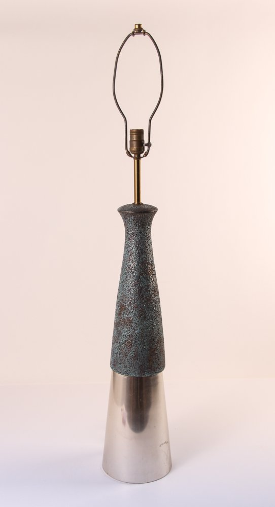 Raymor Bitossi Rocket Lamp: Artist: Bitossi for Raymor Title: Raymor Bitossi Rocket Lamp Date: circa mid 20th century Medium: porcelain, aluminum, glaze Dimensions: height, base: 24, overall: 43 inches Signature: worn und