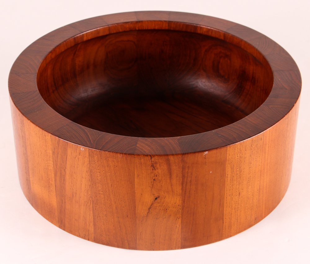 Large Dansk IHQ Bowl: Artist: Jens Quistgaard for Dansk Title: Large Dansk IHQ Bowl Date: circa late/mid 20th century Medium: wood (possibly walnut) Dimensions: 5 x 13 x 13 inches Signature: underside incised Dansk