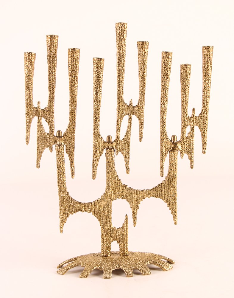 Weinberg Brass Brutalist Adjustable Swivel Menorah (1 of 10)