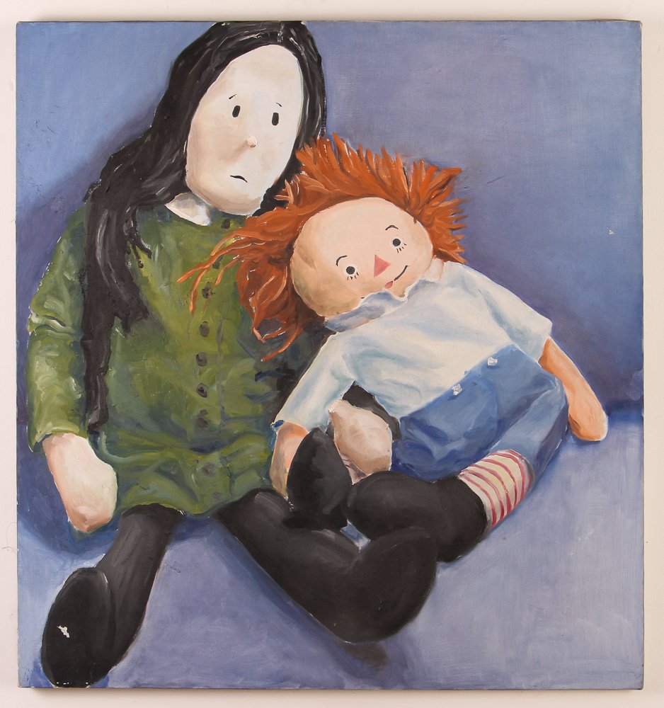Rebecca Davenport 1969 ptng. Two Dolls with woodcut (1 of 6)