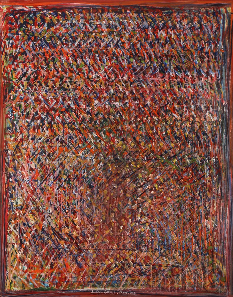 Christian Gardair 1988 oil on paper "Vineyard (1 of 7)