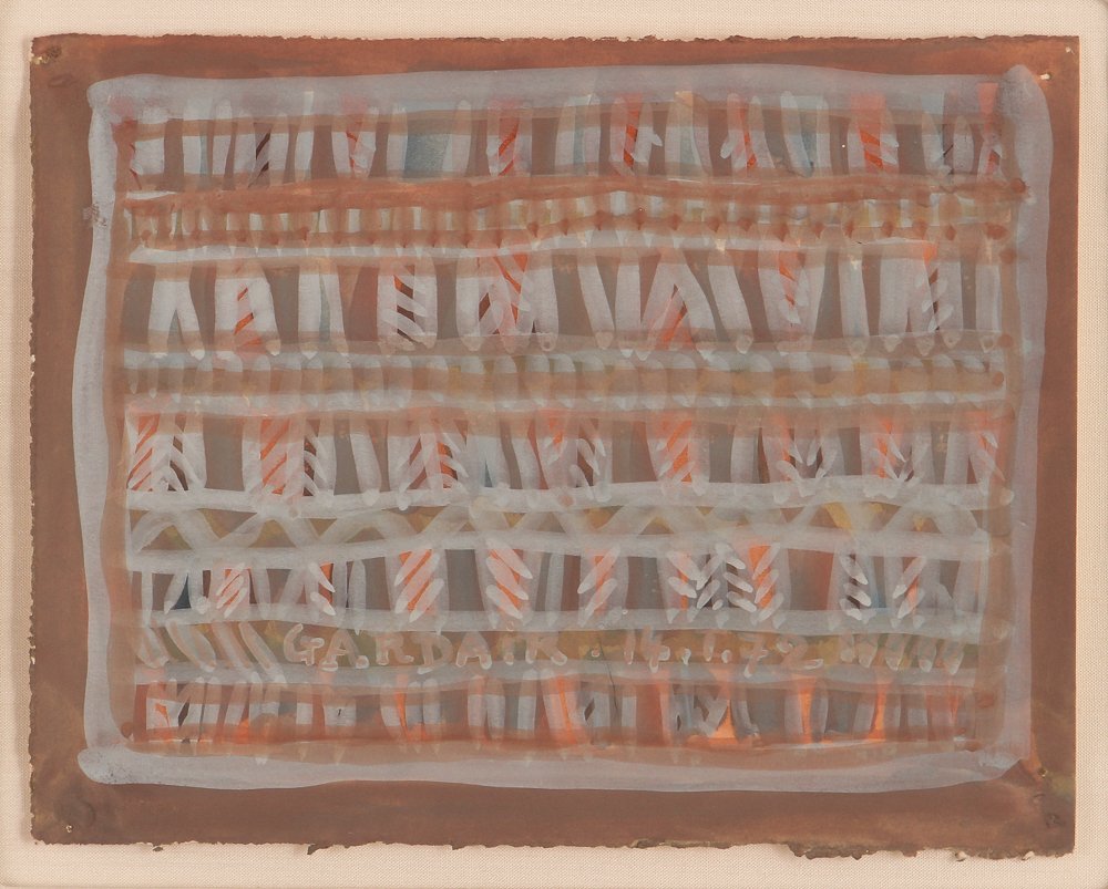 2 Christian Gardair "Untitled" paintings on paper: Artist: Gardair, Christian (French, born 1938) Title: Untitled Date: 1972 and 1979 Medium: watercolor and gouache on paper Dimensions: 5 x 6.2 inches & 3.25 x 4.75 inches Signature: both signe