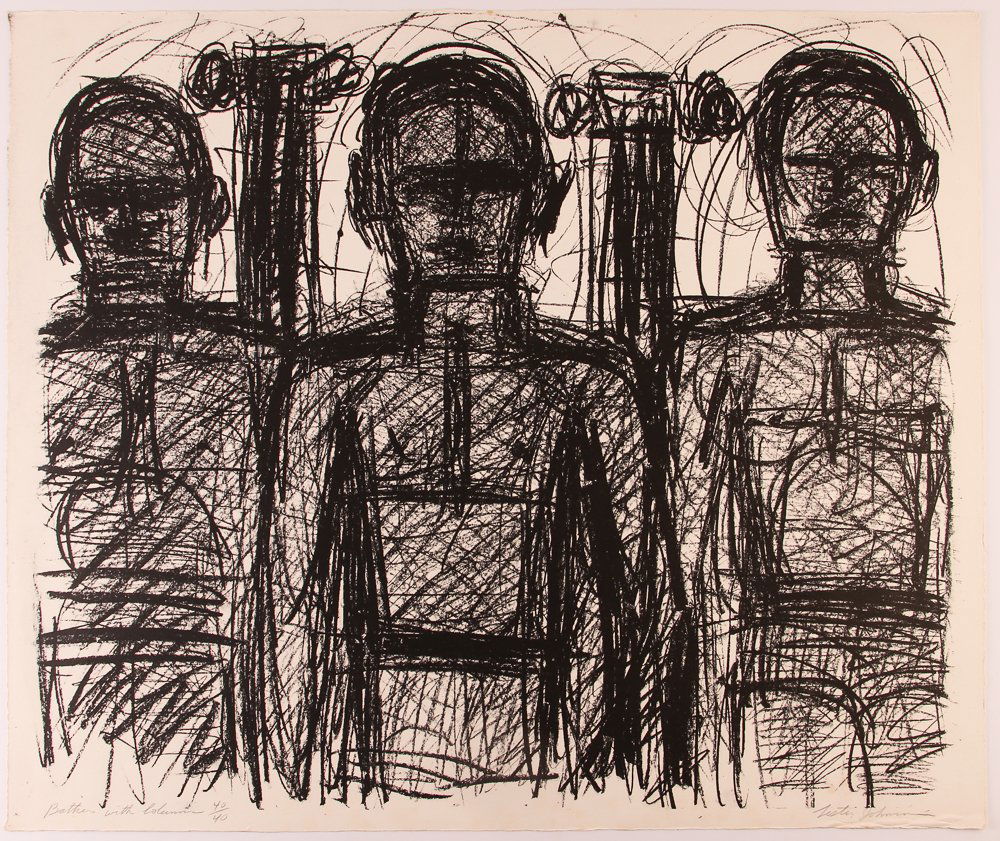 Lester Johnson signed litho "Bathers with Columns" (1 of 6)