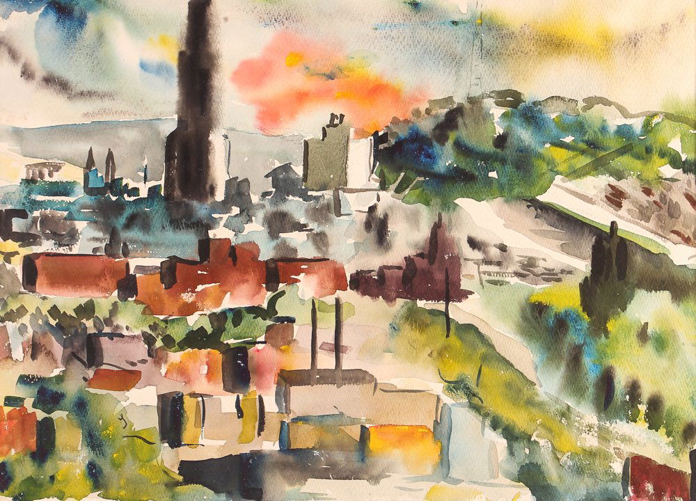Eugene Kalinowski Watercolor of Oakland, Pittsburgh (1 of 6)