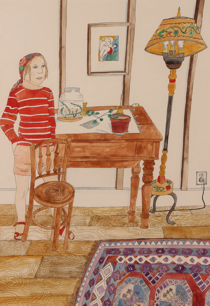 Norma Klein watercolor and pen and ink drawing (1 of 7)