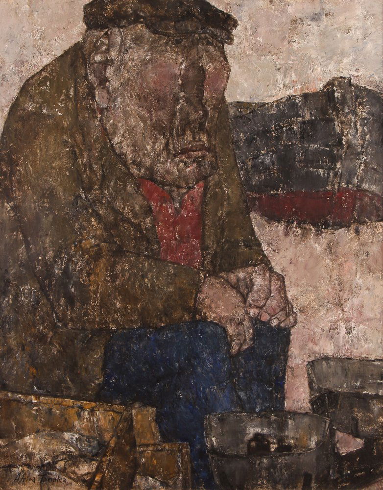 Akira Tanaka Fish Vendor painting (1 of 6)