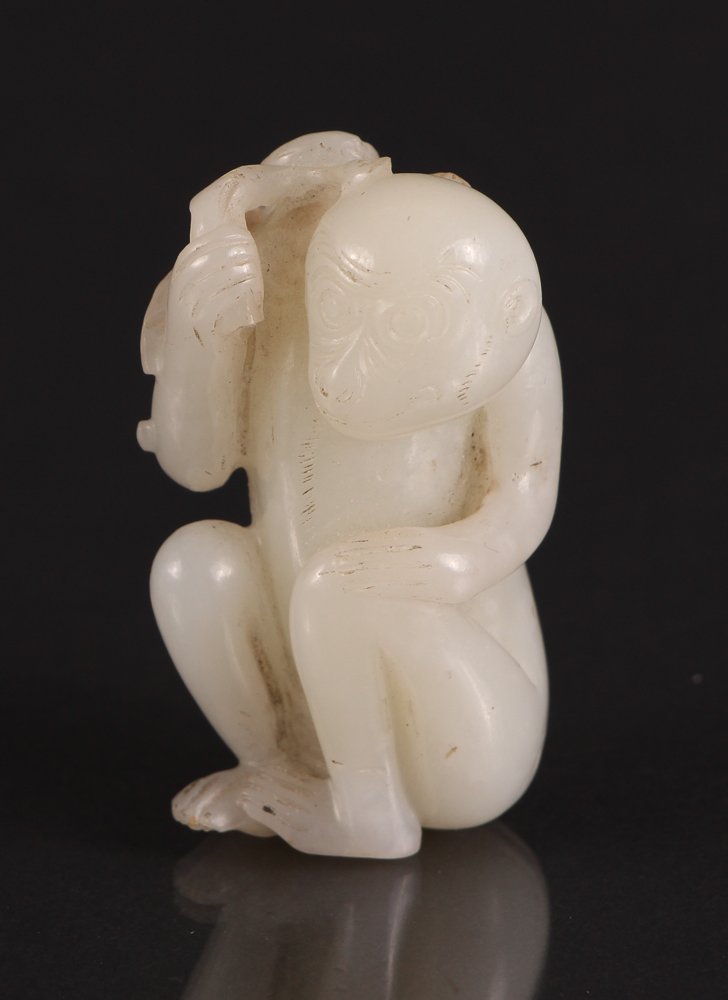 Early Chinese White Jade Monkey Carving (1 of 5)