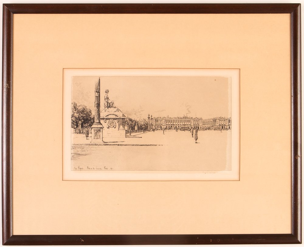 3  Eugene BEJOT etchings Paris, Sailboats (1 of 9)