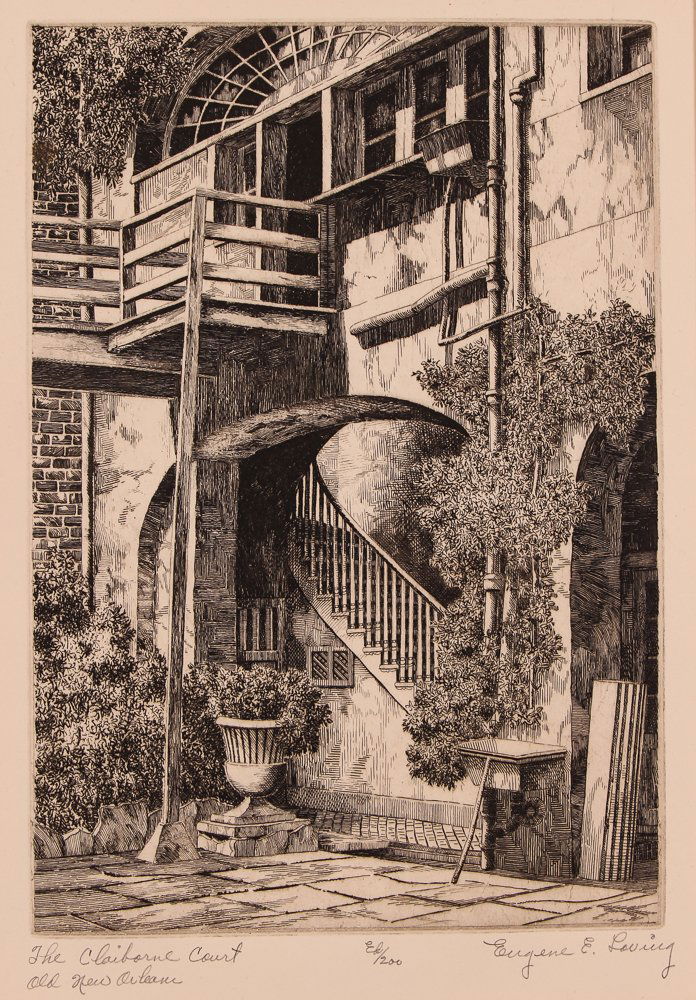 Eugene Loving Etching The Clairborne Court New Orleans (1 of 5)