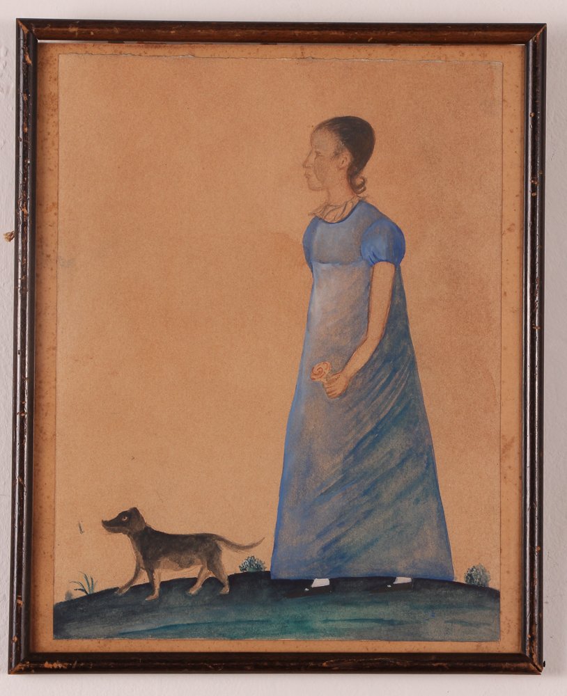 Attrib Jacob Maentel Early American Folk Art Watercolor (1 of 3)