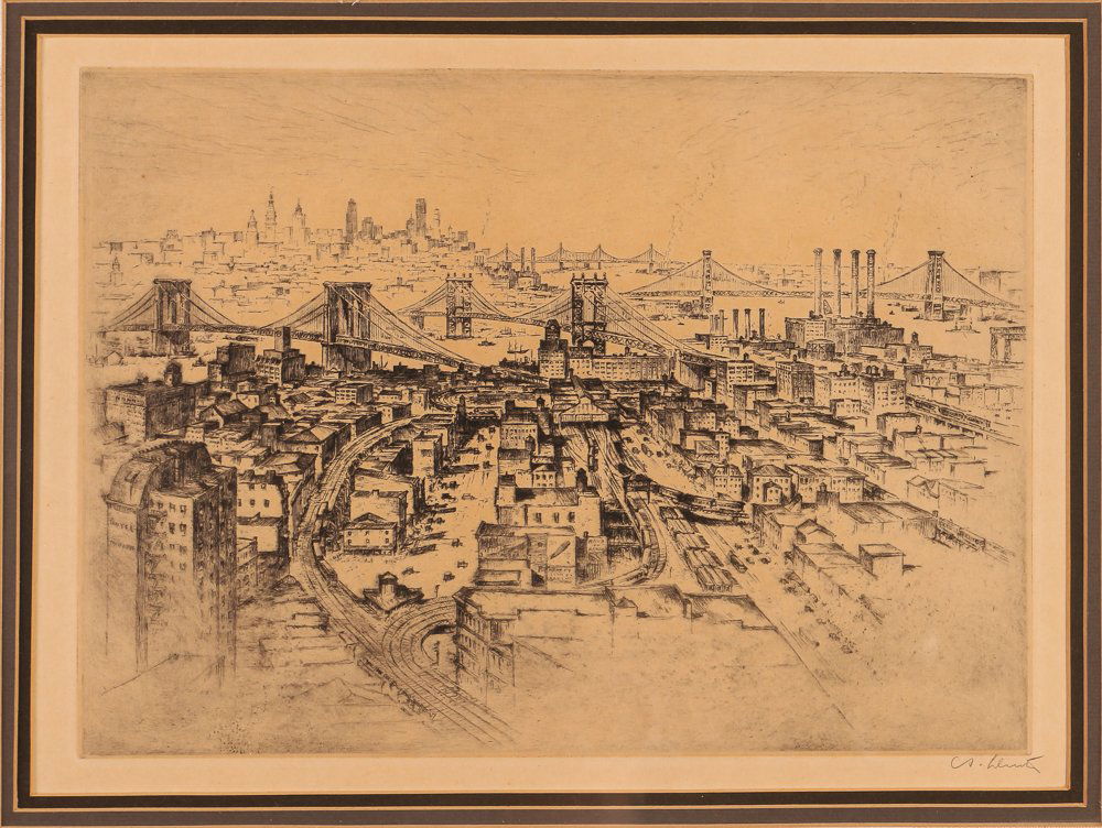Anton Schutz Cityscape Etching (1 of 6)