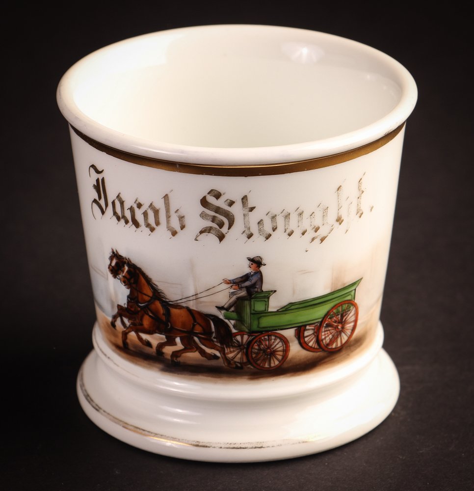 Occupational Shaving Mug, Teamster Driving Two Horses (1 of 6)