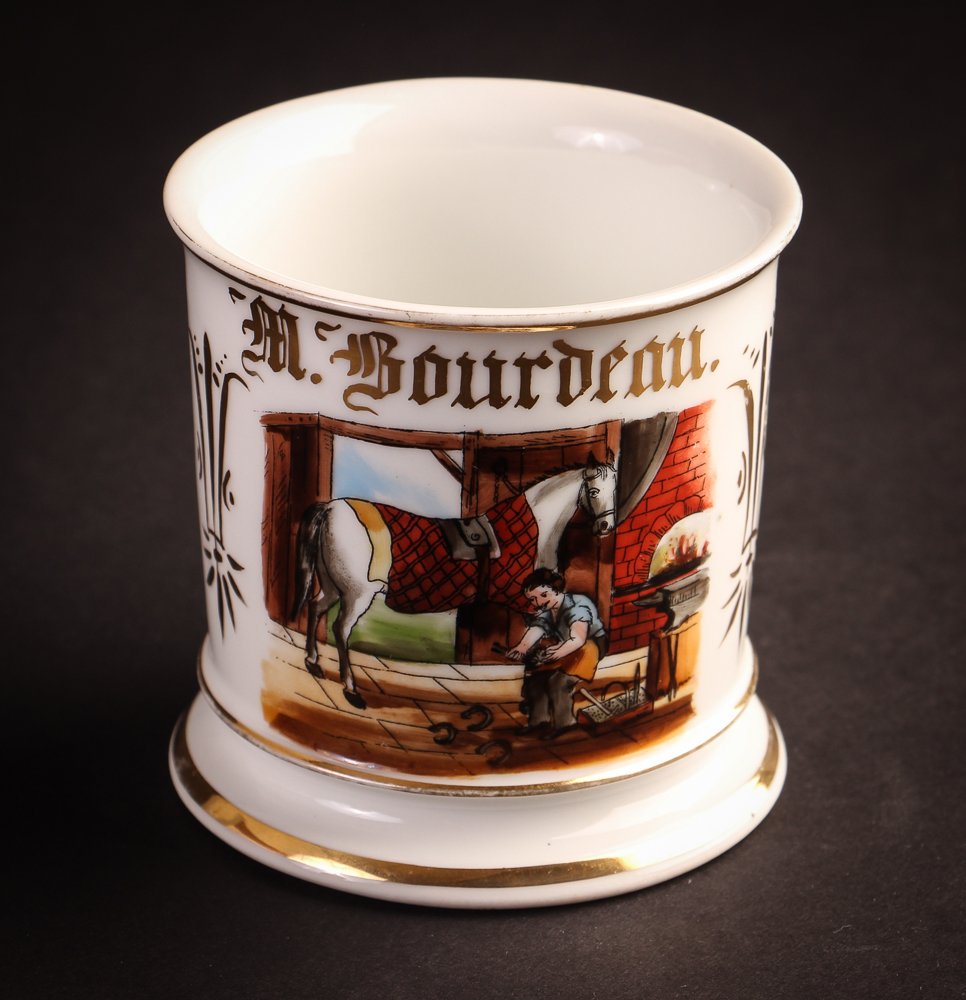 Occupational Shaving Mug, French Blacksmith Shoeing (1 of 6)