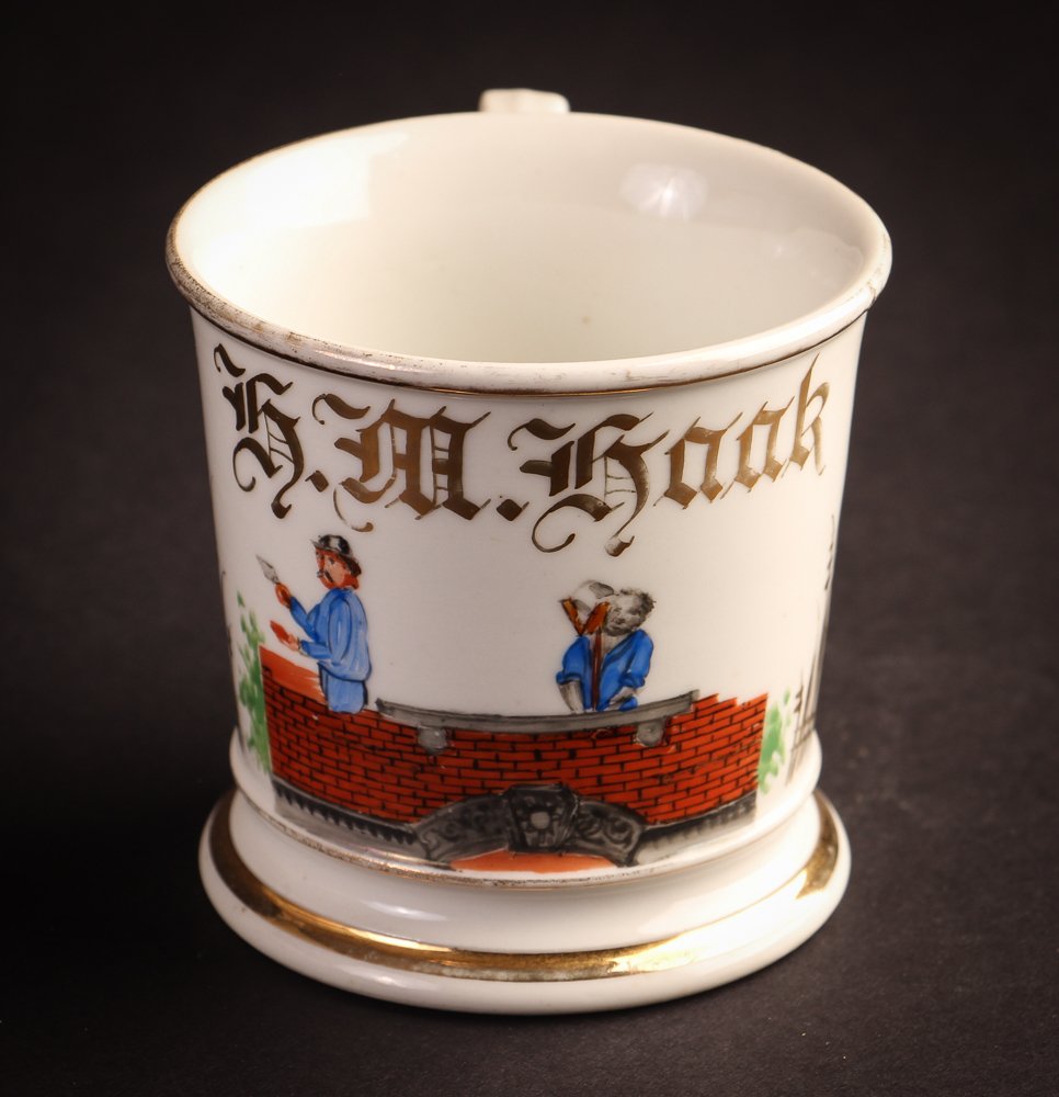 Occupational Shaving Mug, Bricklayers Building a Wall (1 of 6)