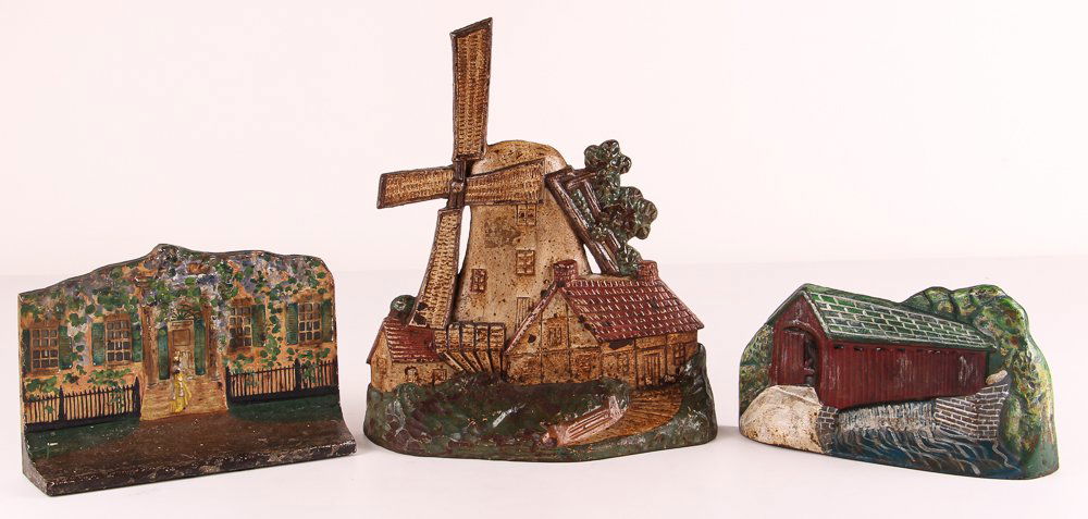 Three Antique Architectural Cast Iron Wedge Doorstops (1 of 6)