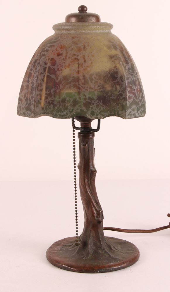 Handel Boudoir Lamp w Tree Trunk & Chipped Ice Shade (1 of 10)