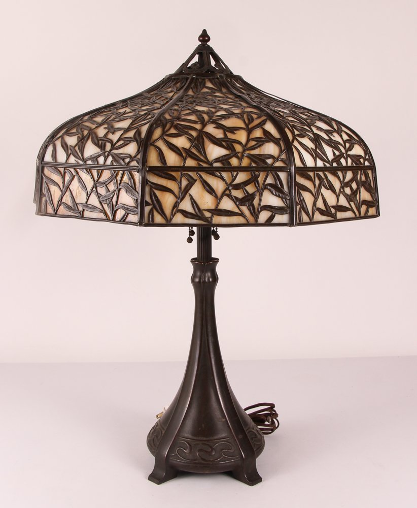 Handel Overlay Slag Glass Art Nouveau Table Lamp (1 of 10)