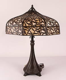 Handel Overlay Slag Glass Art Nouveau Table Lamp (1 of 10)