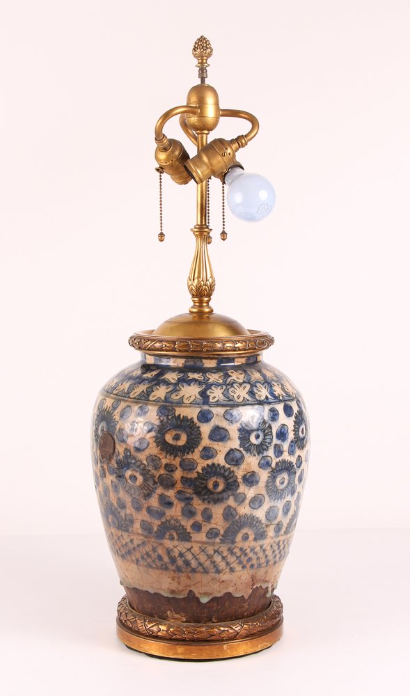 Antique Middle Eastern Porcelain Vase Formed Lamp (1 of 9)