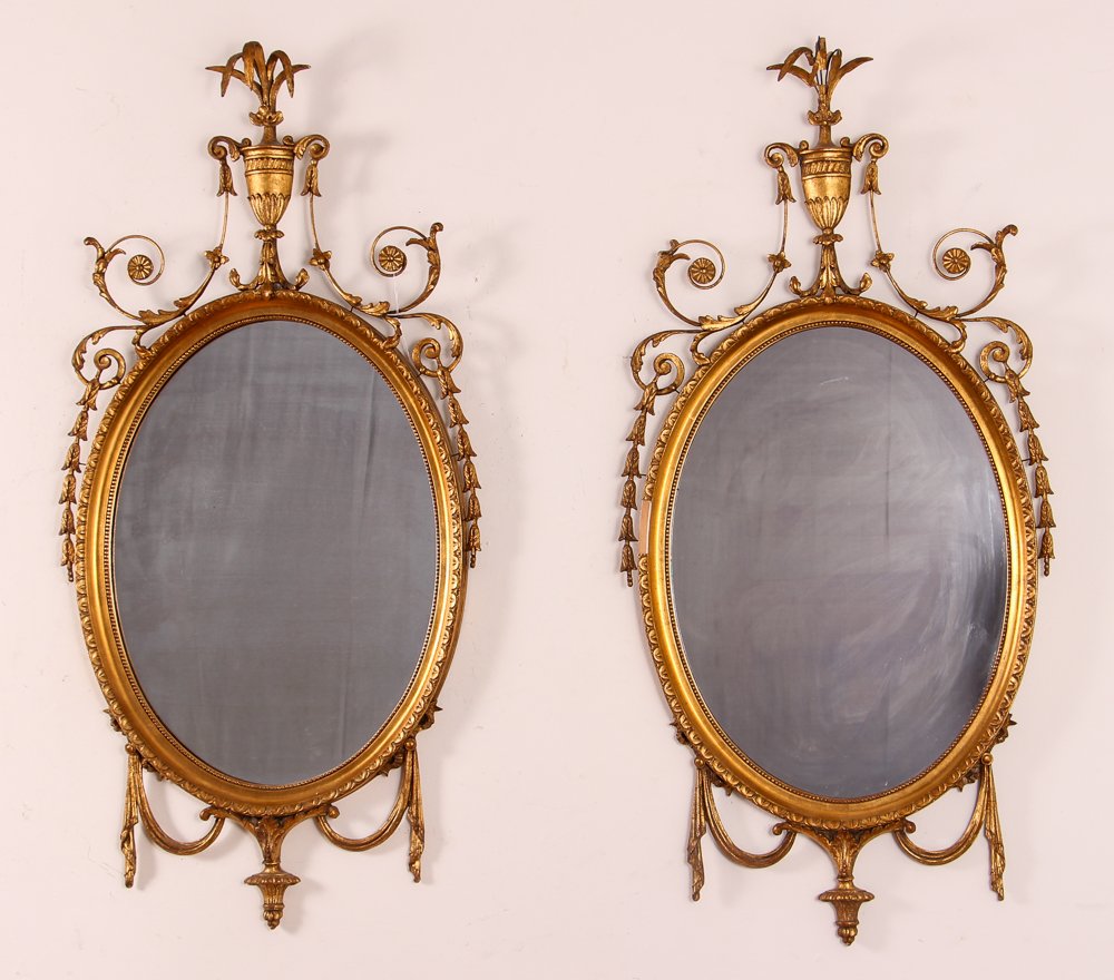 Pair of Gilt Adams Style Wire Hall Mirrors (1 of 8)